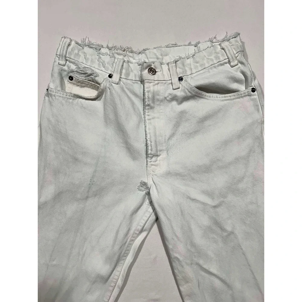 Levis 540 Vintage Orange Tab Relaxed Fit White Jeans Distressed 29x31